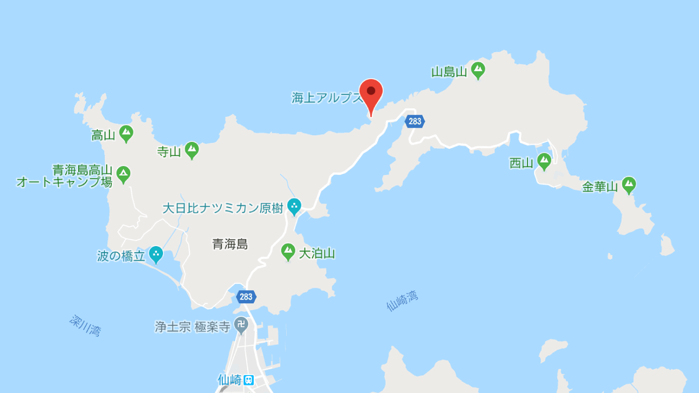青海島（海上アルプス）のマップ